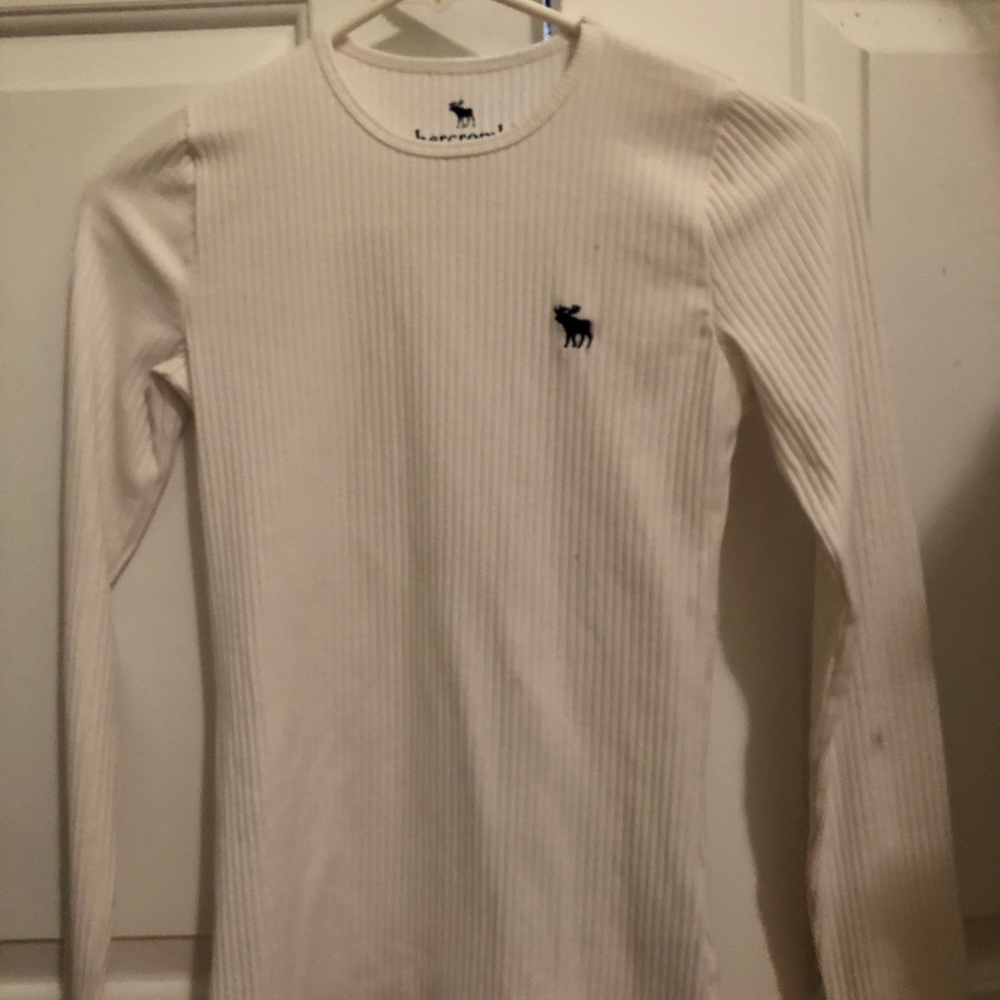 Abercrombie girls white striped long sleeve